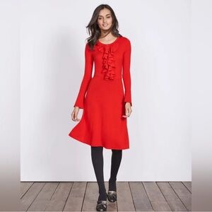 Boden Red Long Sleeve Dress size 8, fits like a 6